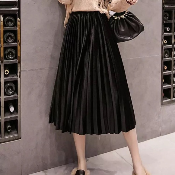 Velvet Pleated Skirt - Picture 3 of 11